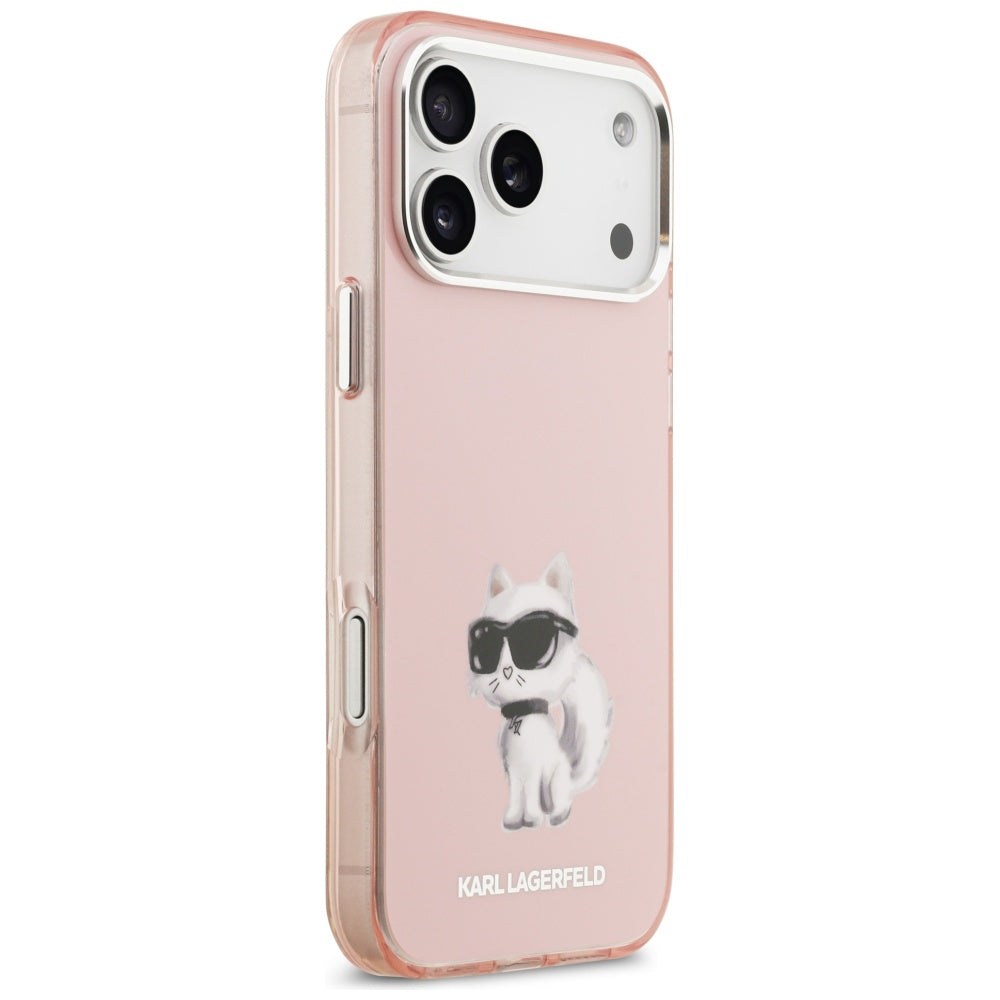 Калъф MagSafe за Apple iPhone 17 Pro Max, Karl Lagerfeld, IML Aquarelle Logo Choupette, Розов