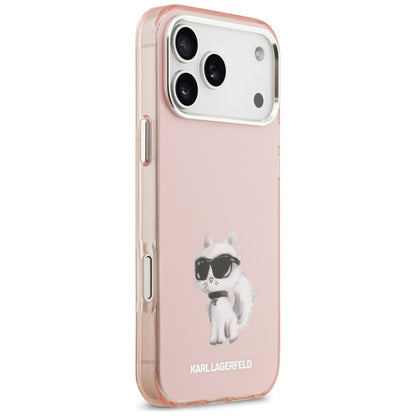 Калъф MagSafe за Apple iPhone 17 Pro Max, Karl Lagerfeld, IML Aquarelle Logo Choupette, Розов