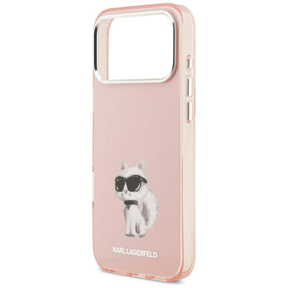 Калъф MagSafe за Apple iPhone 17 Pro Max, Karl Lagerfeld, IML Aquarelle Logo Choupette, Розов