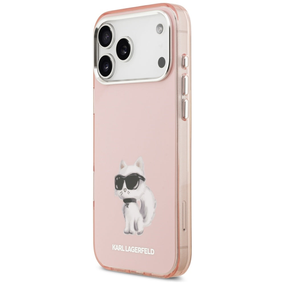 Калъф MagSafe за Apple iPhone 17 Pro Max, Karl Lagerfeld, IML Aquarelle Logo Choupette, Розов