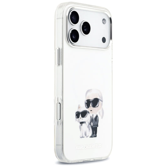 Калъф MagSafe за Apple iPhone 17 Pro Max, Karl Lagerfeld, IML Aquarelle Logo Karl & Choupette, Бял