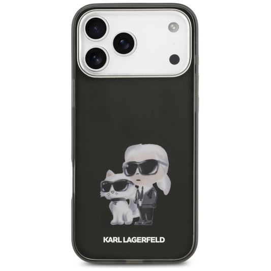 Калъф MagSafe за Apple iPhone 17 Pro Max, Karl Lagerfeld, IML Aquarelle Logo Karl & Choupette, Черен
