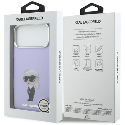 Калъф MagSafe за Apple iPhone 17 Pro Max, Karl Lagerfeld, IML Aquarelle Logo Karl, Лилав