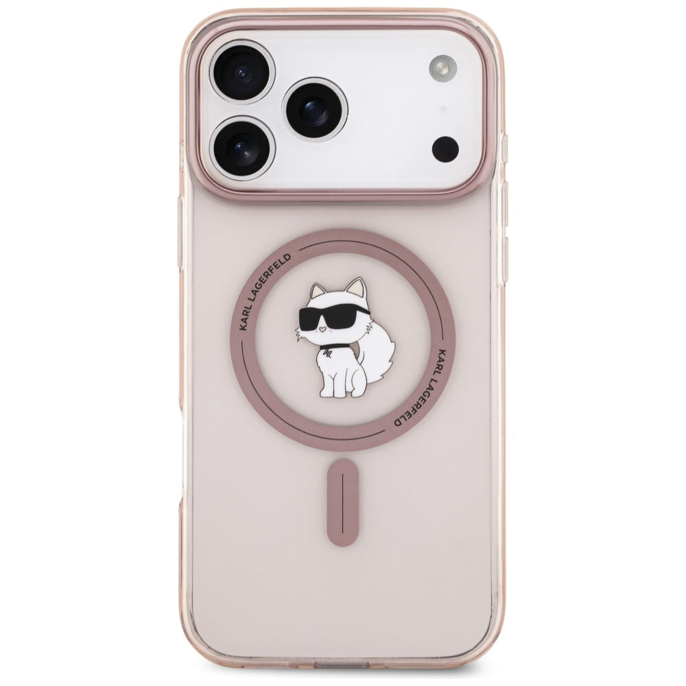 Калъф MagSafe за Apple iPhone 17 Pro Max, Karl Lagerfeld, IML Choupette, Розов