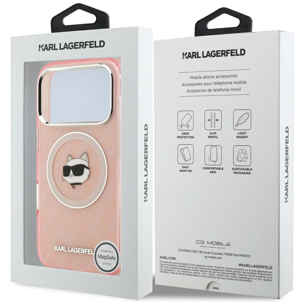 Калъф MagSafe за Apple iPhone 17 Pro Max, Karl Lagerfeld, IML Choupette`s Head, Розов