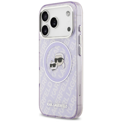 Калъф MagSafe за Apple iPhone 17 Pro Max, Karl Lagerfeld, IML Glitter Karl & Choupette`s Heads, Лилав