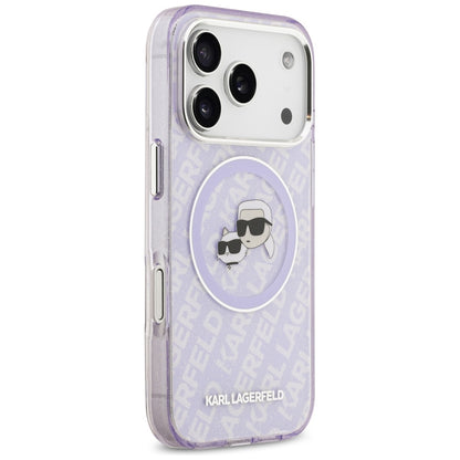 Калъф MagSafe за Apple iPhone 17 Pro Max, Karl Lagerfeld, IML Glitter Karl & Choupette`s Heads, Лилав