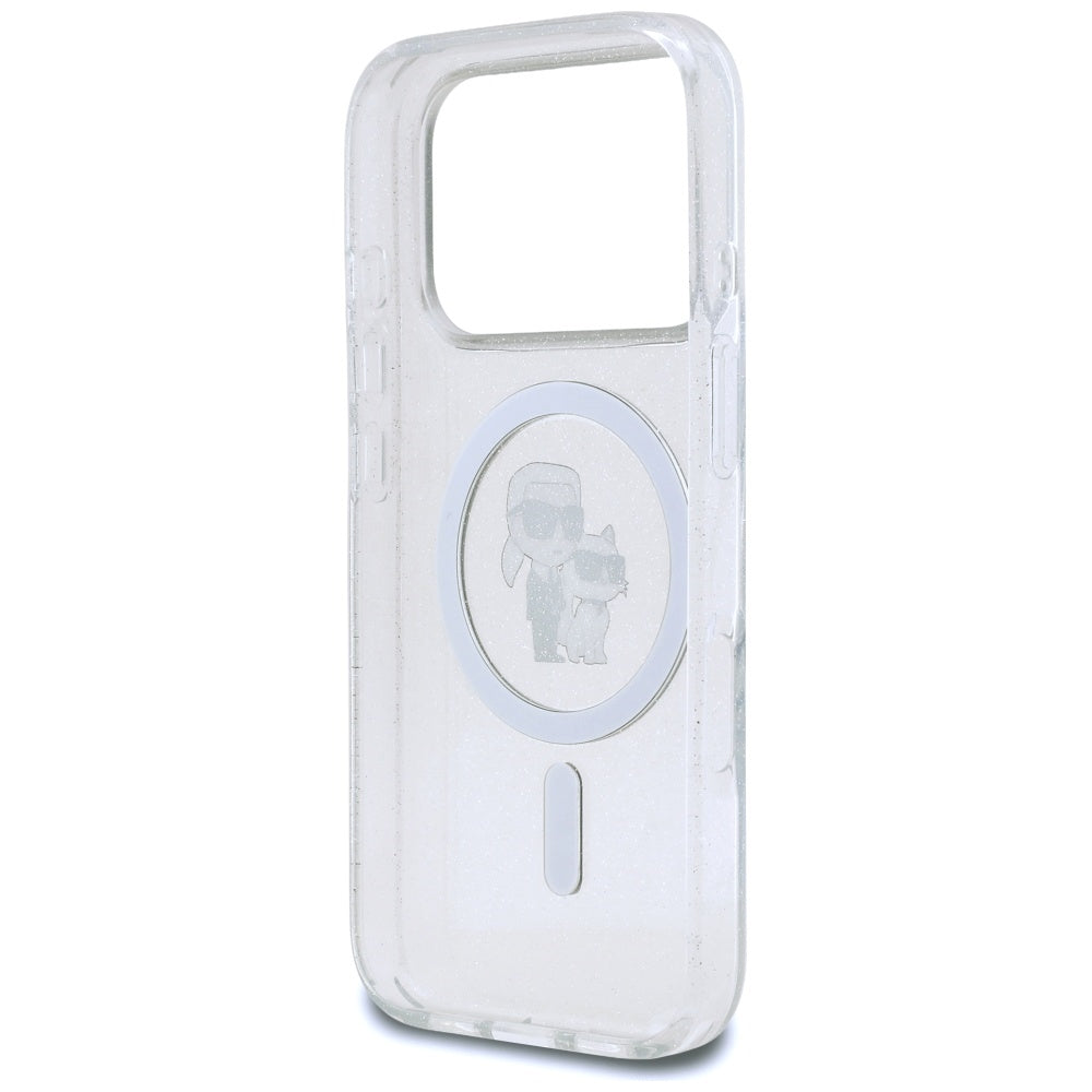 Калъф MagSafe за Apple iPhone 17 Pro Max, Karl Lagerfeld, IML Glitter Karl & Choupette, Прозрачен