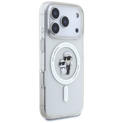Калъф MagSafe за Apple iPhone 17 Pro Max, Karl Lagerfeld, IML Glitter Karl & Choupette, Прозрачен