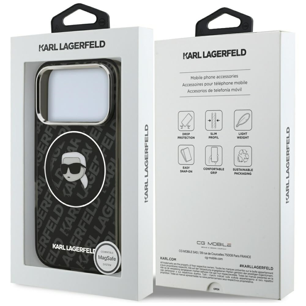 Калъф MagSafe за Apple iPhone 17 Pro Max, Karl Lagerfeld, IML Karl`s Head, Черен