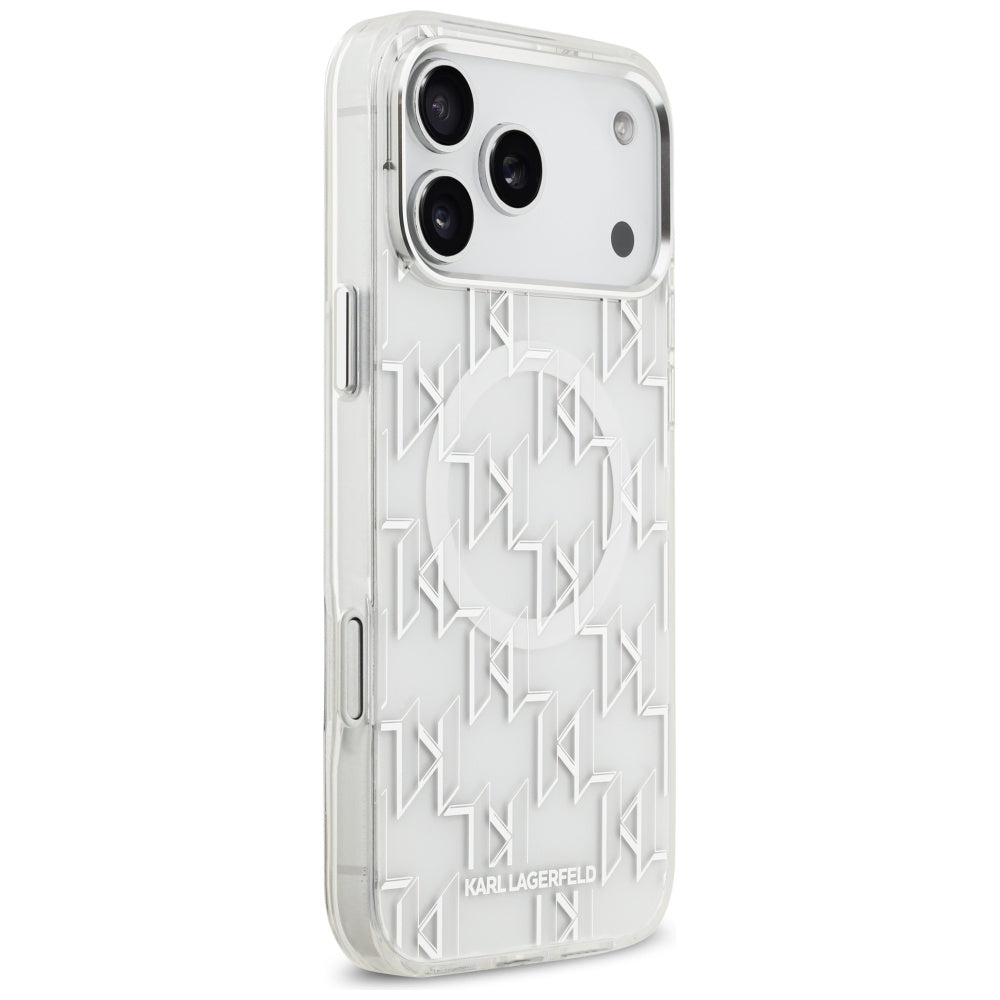 Калъф MagSafe за Apple iPhone 17 Pro Max, Karl Lagerfeld, IML KL Monogram, Бял