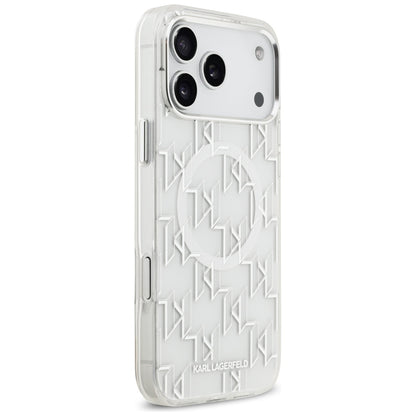 Калъф MagSafe за Apple iPhone 17 Pro Max, Karl Lagerfeld, IML KL Monogram, Бял
