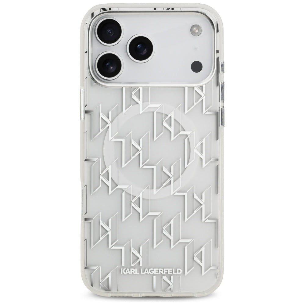 Калъф MagSafe за Apple iPhone 17 Pro Max, Karl Lagerfeld, IML KL Monogram, Бял