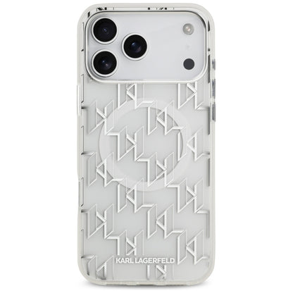 Калъф MagSafe за Apple iPhone 17 Pro Max, Karl Lagerfeld, IML KL Monogram, Бял