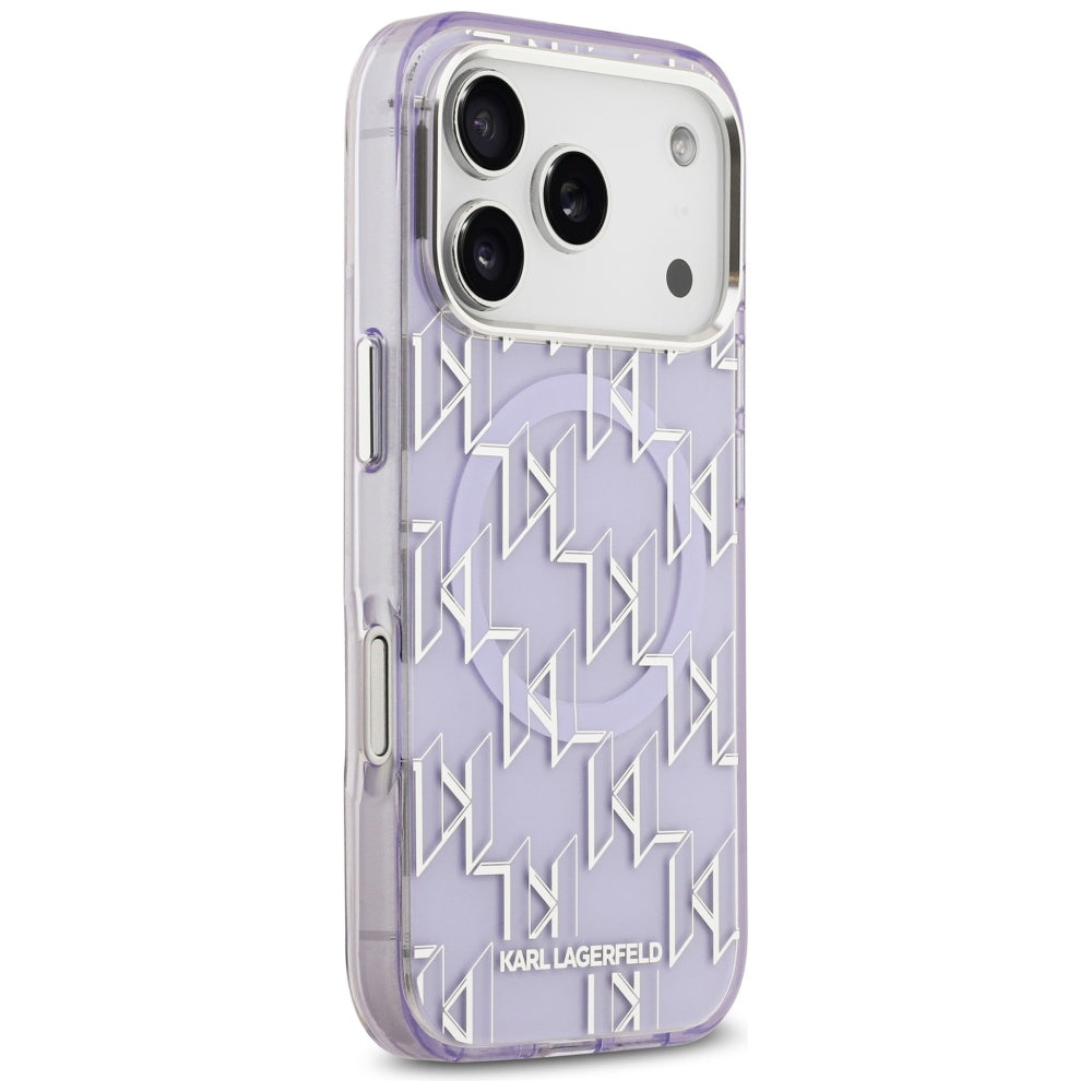 Калъф MagSafe за Apple iPhone 17 Pro Max, Karl Lagerfeld, IML KL Monogram, Лилав