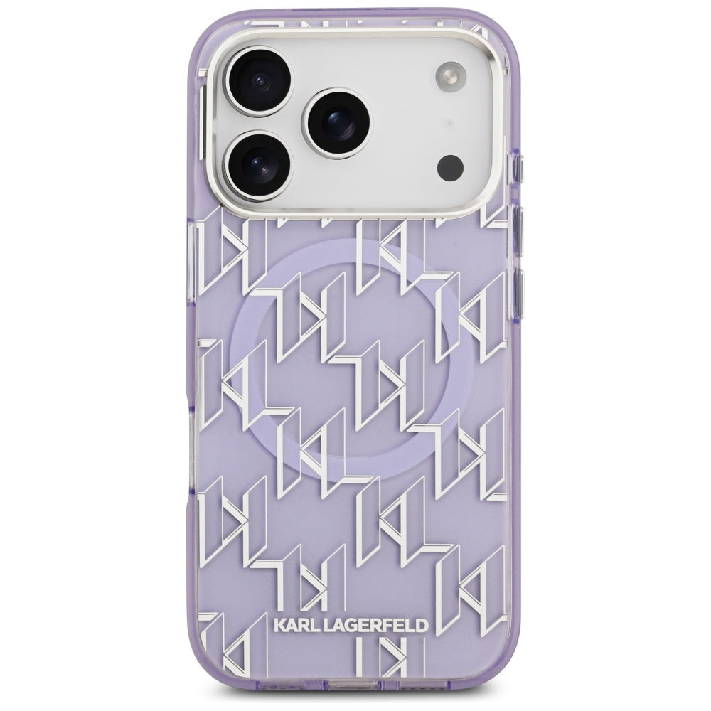 Калъф MagSafe за Apple iPhone 17 Pro Max, Karl Lagerfeld, IML KL Monogram, Лилав