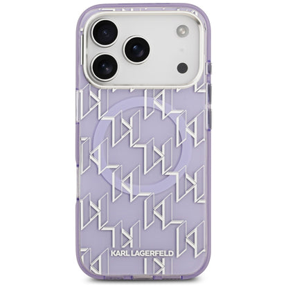 Калъф MagSafe за Apple iPhone 17 Pro Max, Karl Lagerfeld, IML KL Monogram, Лилав