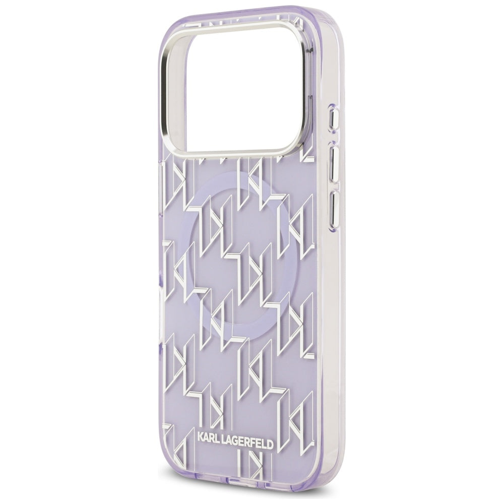 Калъф MagSafe за Apple iPhone 17 Pro Max, Karl Lagerfeld, IML KL Monogram, Лилав