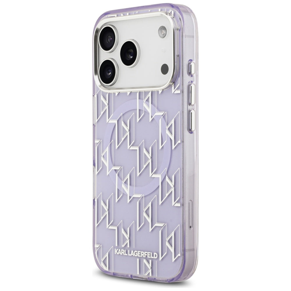 Калъф MagSafe за Apple iPhone 17 Pro Max, Karl Lagerfeld, IML KL Monogram, Лилав