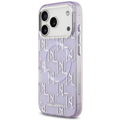 Калъф MagSafe за Apple iPhone 17 Pro Max, Karl Lagerfeld, IML KL Monogram, Лилав