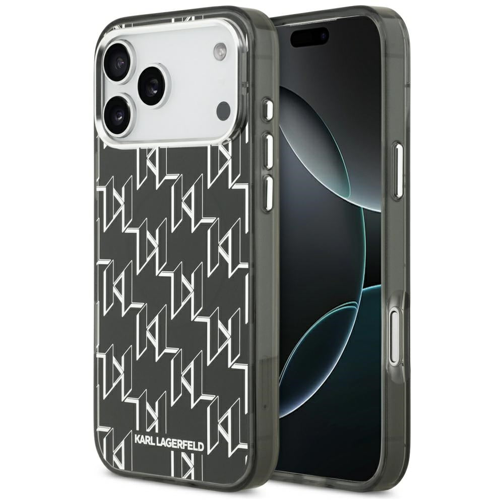Калъф MagSafe за Apple iPhone 17 Pro Max, Karl Lagerfeld, IML KL Monogram, Черен