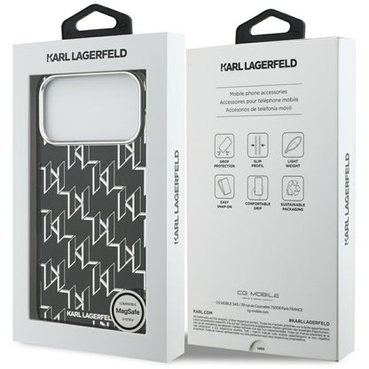 Калъф MagSafe за Apple iPhone 17 Pro Max, Karl Lagerfeld, IML KL Monogram, Черен