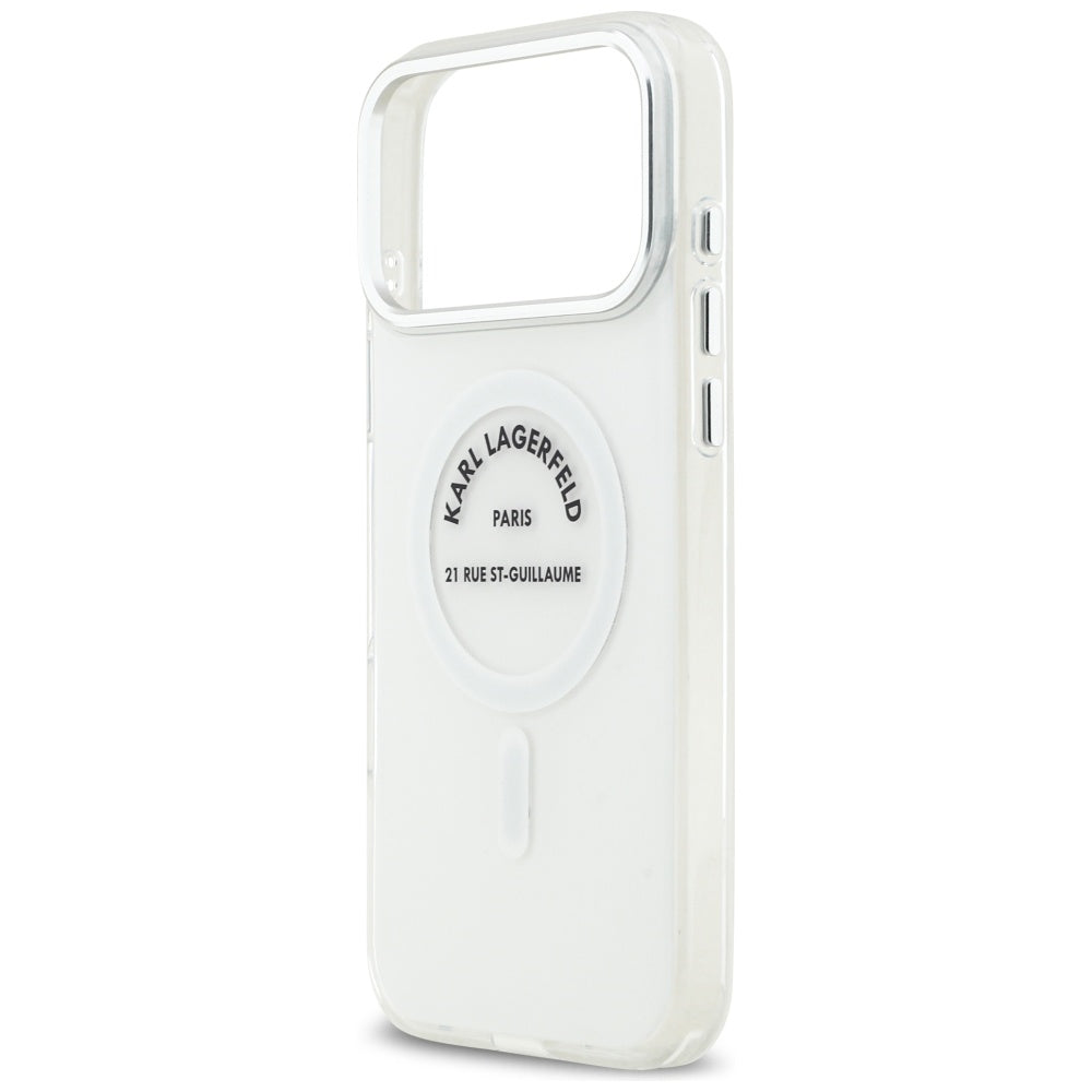 Калъф MagSafe за Apple iPhone 17 Pro Max, Karl Lagerfeld, IML Logo RSG, Прозрачен