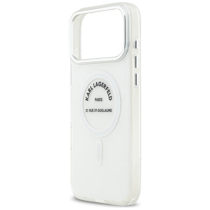 Калъф MagSafe за Apple iPhone 17 Pro Max, Karl Lagerfeld, IML Logo RSG, Прозрачен