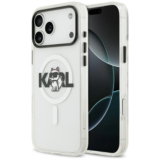 Калъф MagSafe за Apple iPhone 17 Pro Max, Karl Lagerfeld, IML Sketch Logo Choupette, Прозрачен