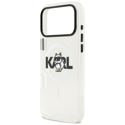 Калъф MagSafe за Apple iPhone 17 Pro Max, Karl Lagerfeld, IML Sketch Logo Choupette, Прозрачен