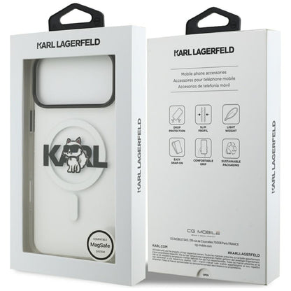 MagSafe Case for Apple iPhone 17 Pro Max, Karl Lagerfeld, IML Sketch Logo Choupette, Transparent