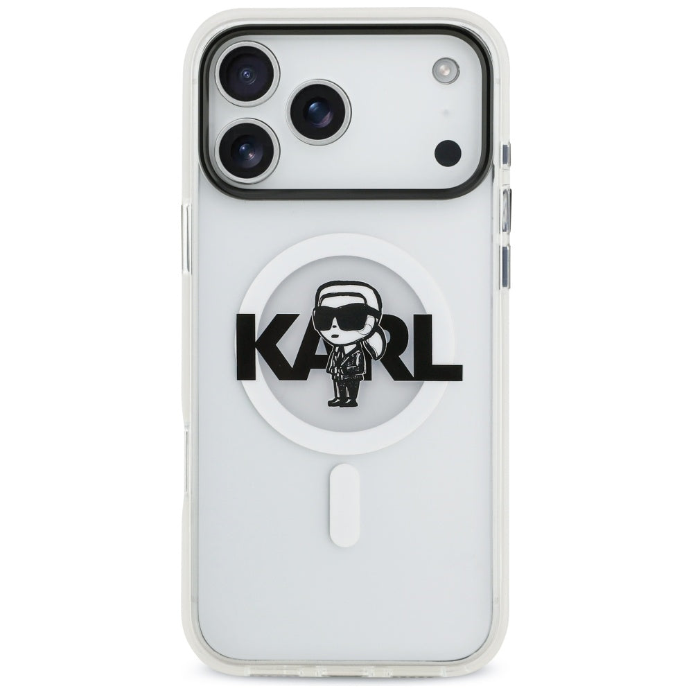 Калъф MagSafe за Apple iPhone 17 Pro Max, Karl Lagerfeld, IML Sketch Logo Karl, Прозрачен