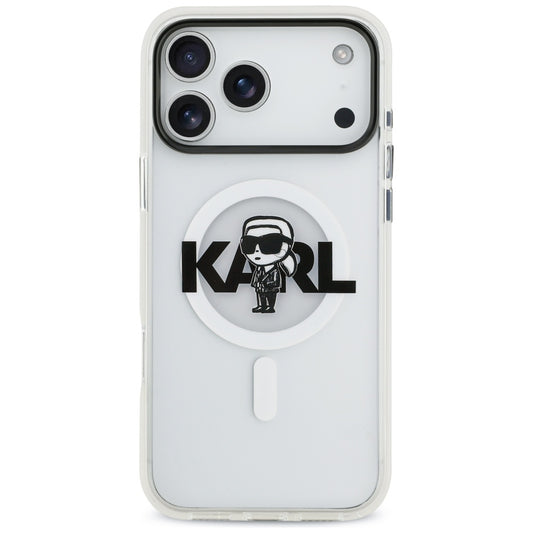 Калъф MagSafe за Apple iPhone 17 Pro Max, Karl Lagerfeld, IML Sketch Logo Karl, Прозрачен