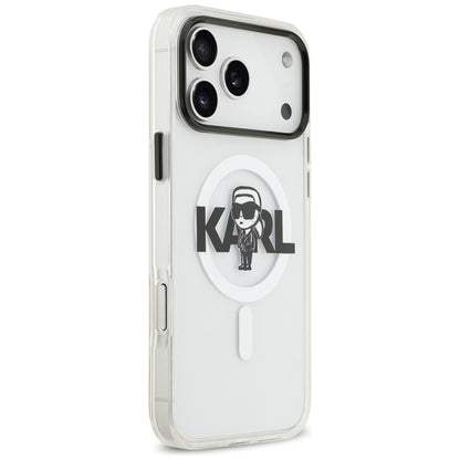 Калъф MagSafe за Apple iPhone 17 Pro Max, Karl Lagerfeld, IML Sketch Logo Karl, Прозрачен