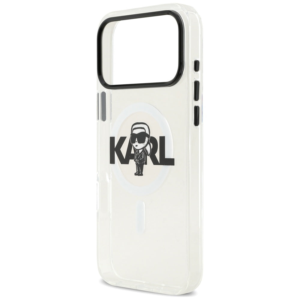 Калъф MagSafe за Apple iPhone 17 Pro Max, Karl Lagerfeld, IML Sketch Logo Karl, Прозрачен