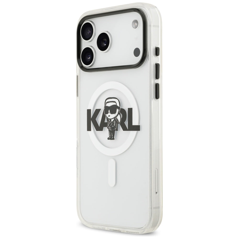 Калъф MagSafe за Apple iPhone 17 Pro Max, Karl Lagerfeld, IML Sketch Logo Karl, Прозрачен