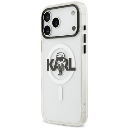 Калъф MagSafe за Apple iPhone 17 Pro Max, Karl Lagerfeld, IML Sketch Logo Karl, Прозрачен