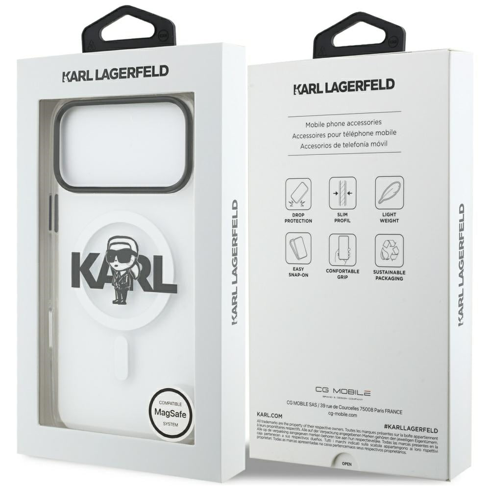 Калъф MagSafe за Apple iPhone 17 Pro Max, Karl Lagerfeld, IML Sketch Logo Karl, Прозрачен