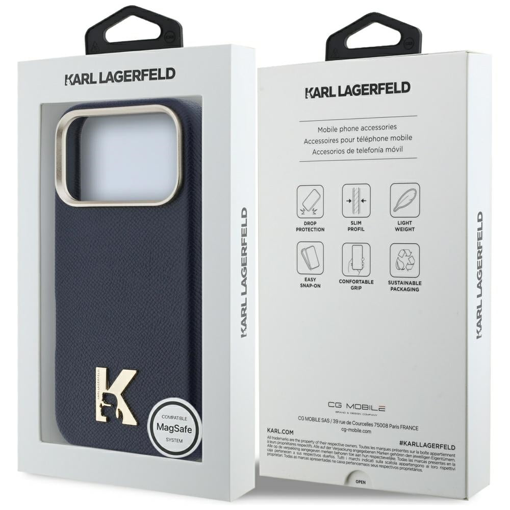 Калъф MagSafe за Apple iPhone 17 Pro Max, Karl Lagerfeld, Karl Head Logo, Син