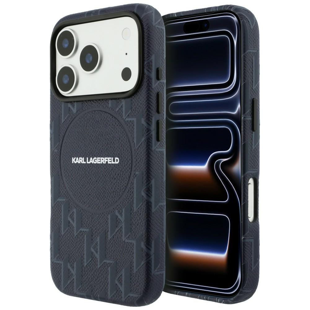 Калъф MagSafe за Apple iPhone 17 Pro Max, Karl Lagerfeld, KL Monogram Logo, Син