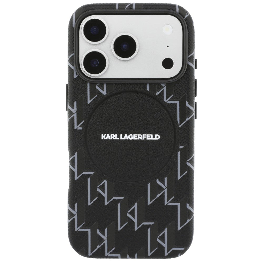 Калъф MagSafe за Apple iPhone 17 Pro Max, Karl Lagerfeld, KL Monogram Logo, Черен