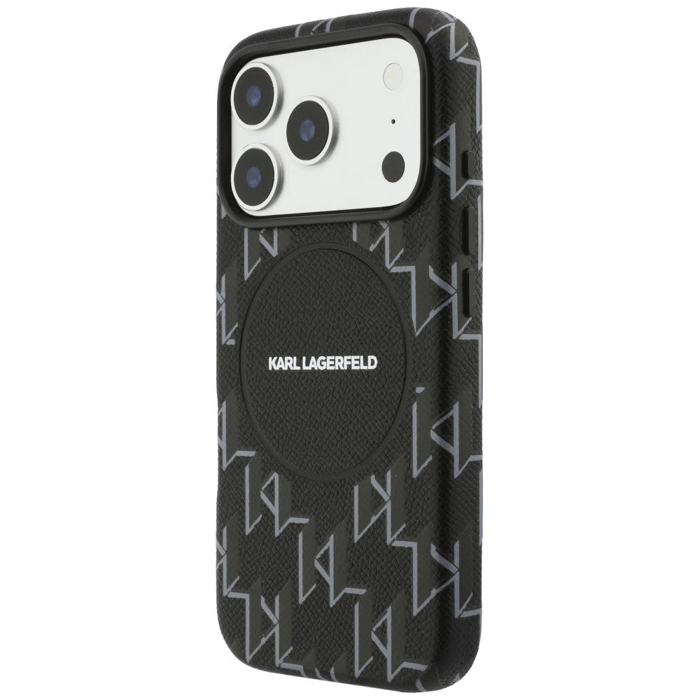 Калъф MagSafe за Apple iPhone 17 Pro Max, Karl Lagerfeld, KL Monogram Logo, Черен
