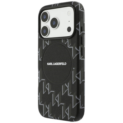 Калъф MagSafe за Apple iPhone 17 Pro Max, Karl Lagerfeld, KL Monogram Logo, Черен