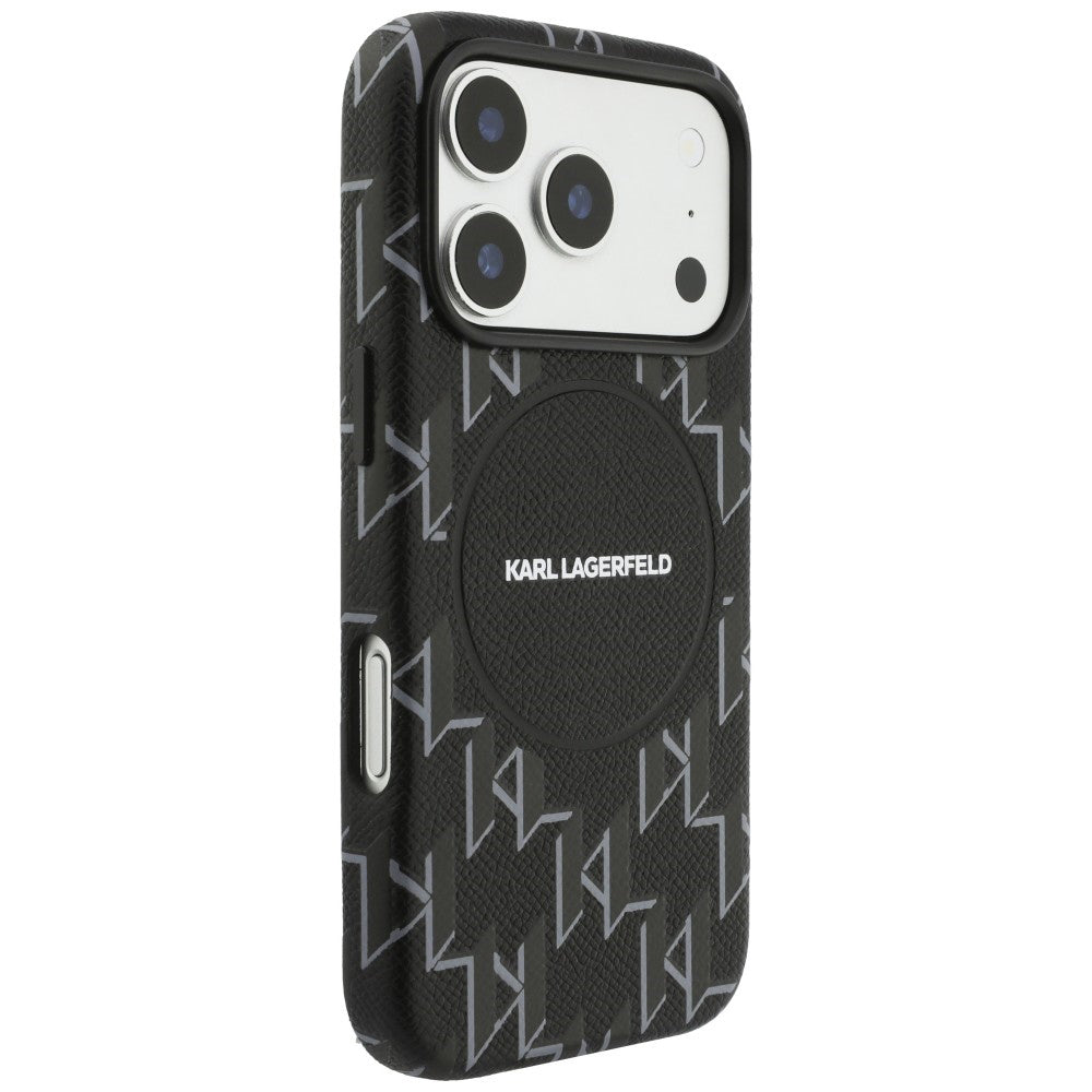Калъф MagSafe за Apple iPhone 17 Pro Max, Karl Lagerfeld, KL Monogram Logo, Черен