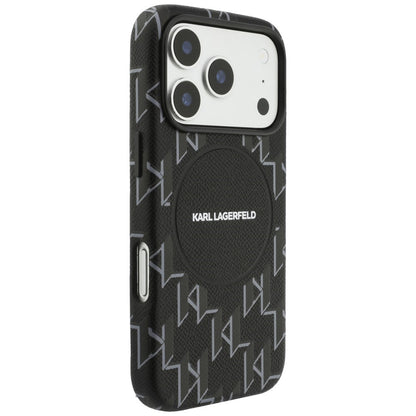 Калъф MagSafe за Apple iPhone 17 Pro Max, Karl Lagerfeld, KL Monogram Logo, Черен