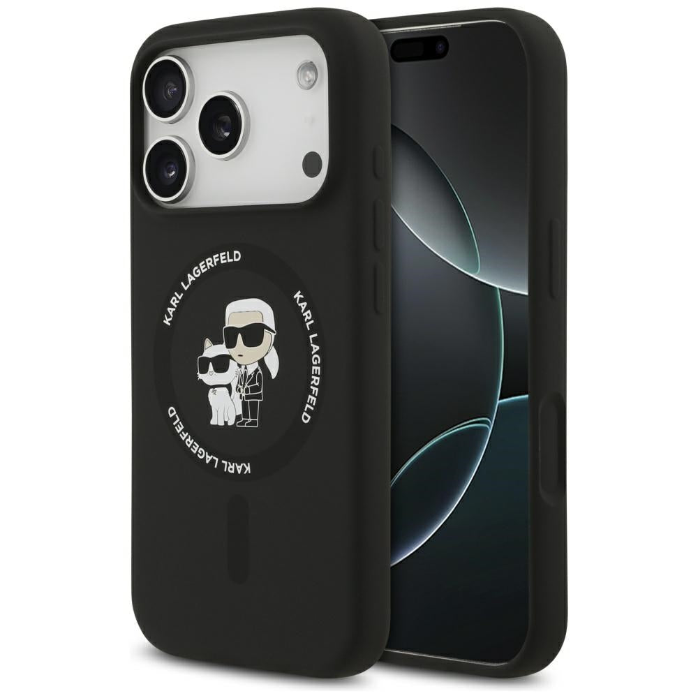 Калъф MagSafe за Apple iPhone 17 Pro Max, Karl Lagerfeld, Ring Karl & Choupette, Черен