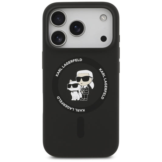 Калъф MagSafe за Apple iPhone 17 Pro Max, Karl Lagerfeld, Ring Karl & Choupette, Черен