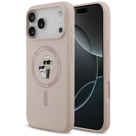 Калъф MagSafe за Apple iPhone 17 Pro Max, Karl Lagerfeld, Ring Karl & Choupette, Розов