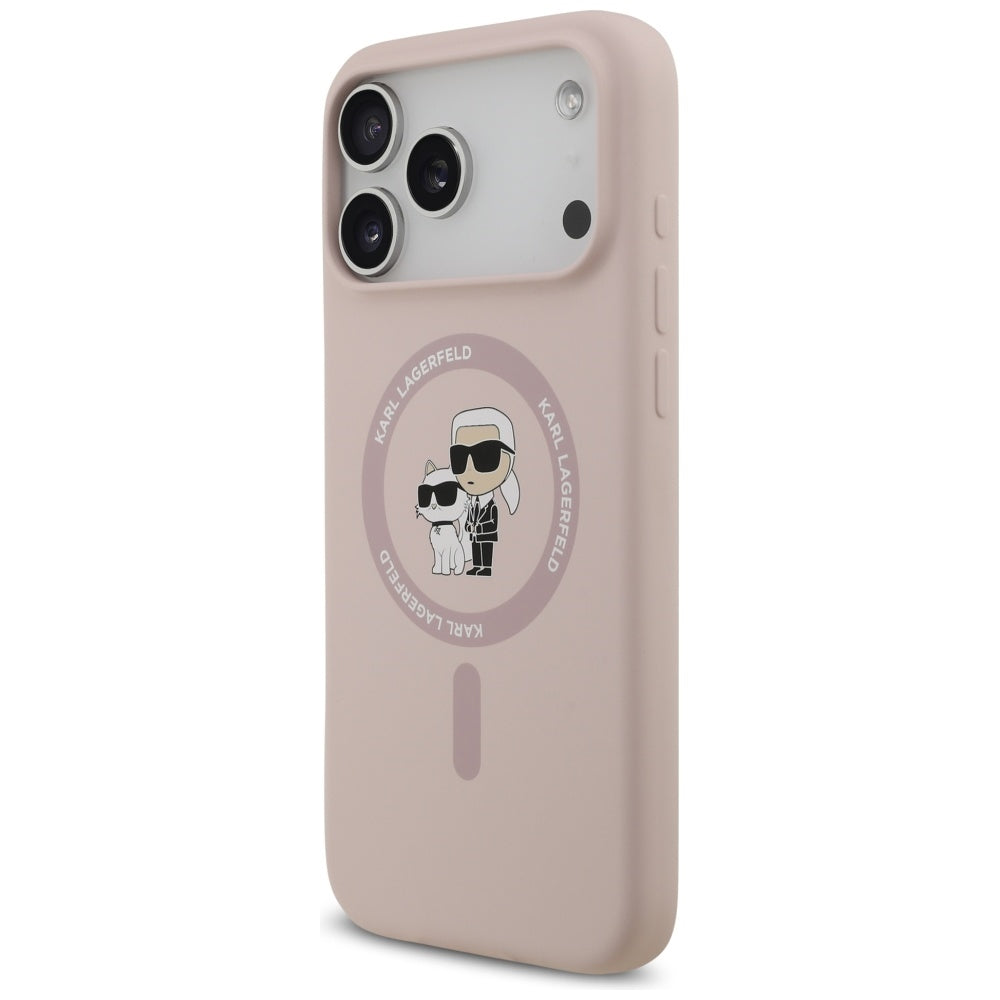 Калъф MagSafe за Apple iPhone 17 Pro Max, Karl Lagerfeld, Ring Karl & Choupette, Розов