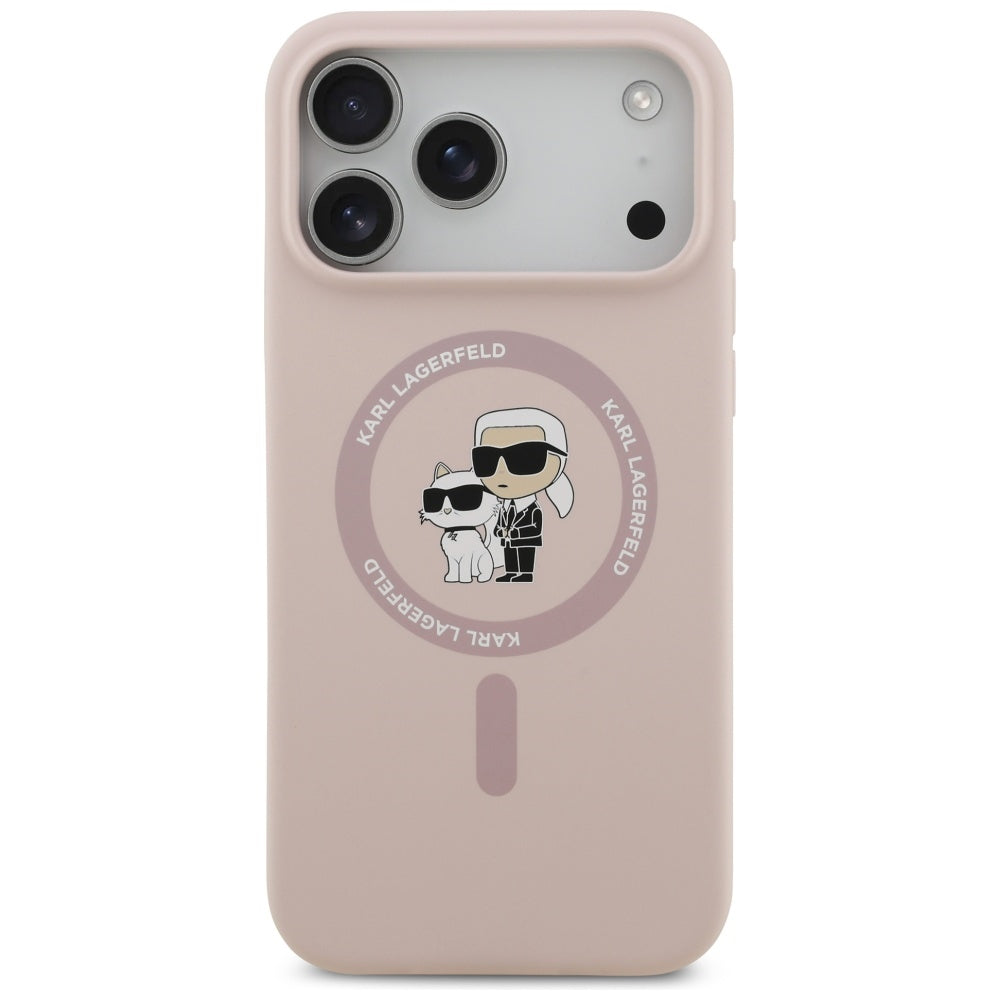 Калъф MagSafe за Apple iPhone 17 Pro Max, Karl Lagerfeld, Ring Karl & Choupette, Розов